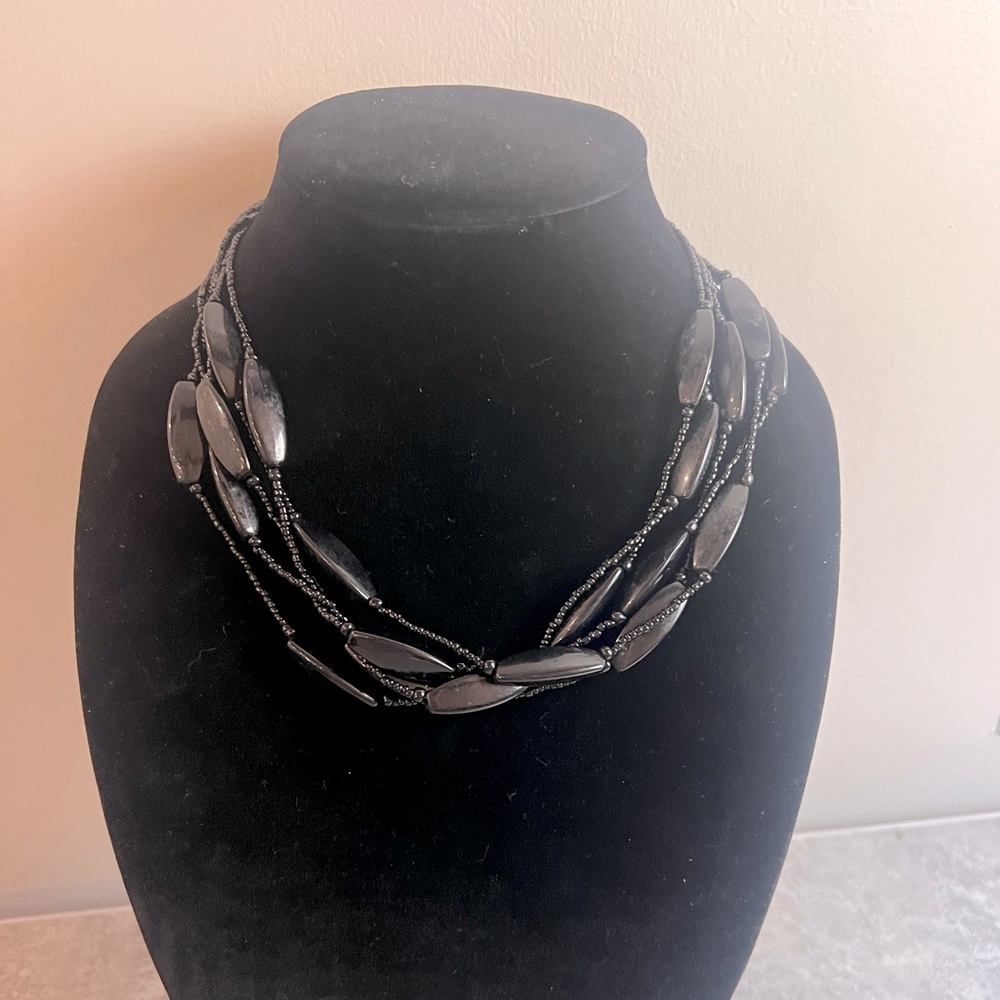 Black Layered beaded necklace